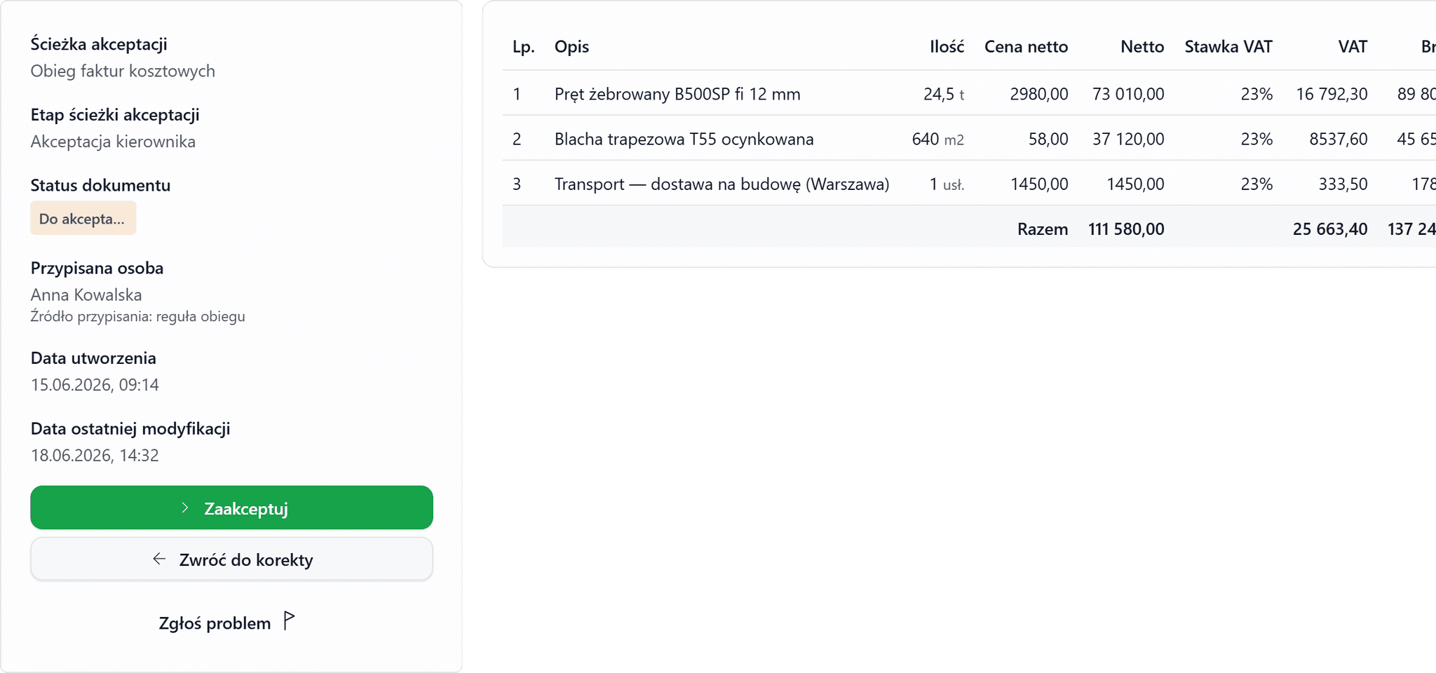 Cost approval flow